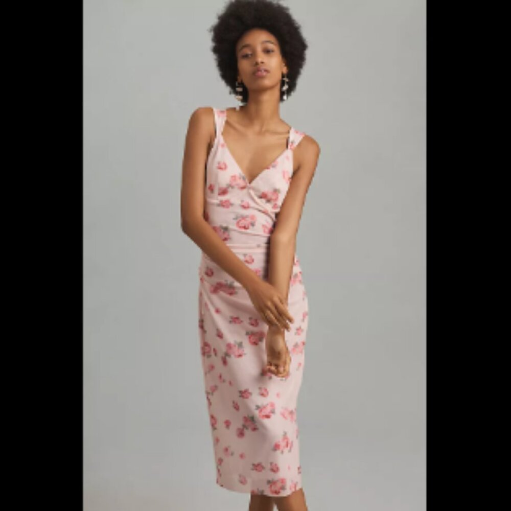 Brand New Mare Mare Sleeveless V-Neck Slim Floral Midi Dress